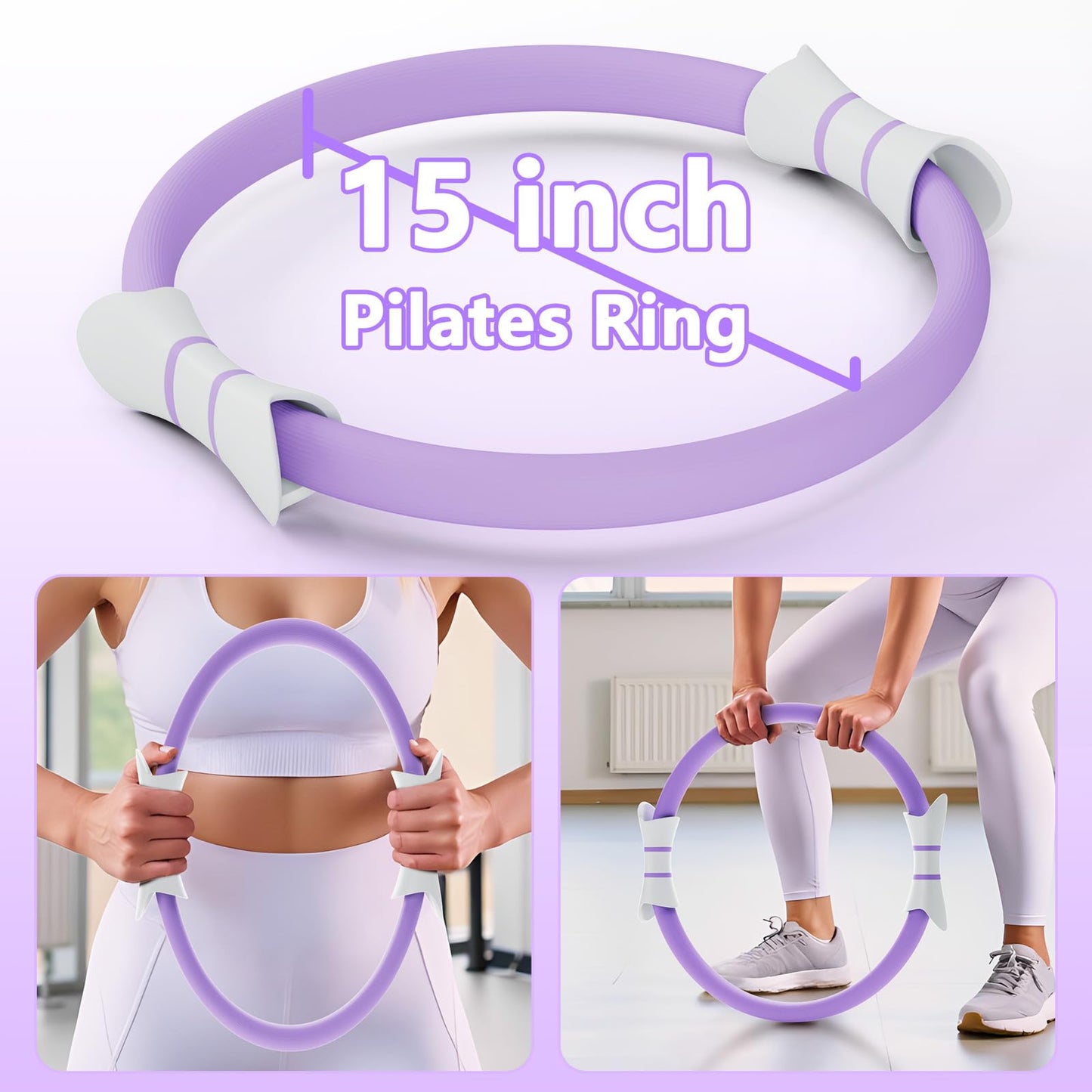 Fikswe 14" Pilates Ring - Magic Circle for Inner Thigh, Arm & Core Toning | Anti-Bend Foam Handles | Home Fitness Gear for Women