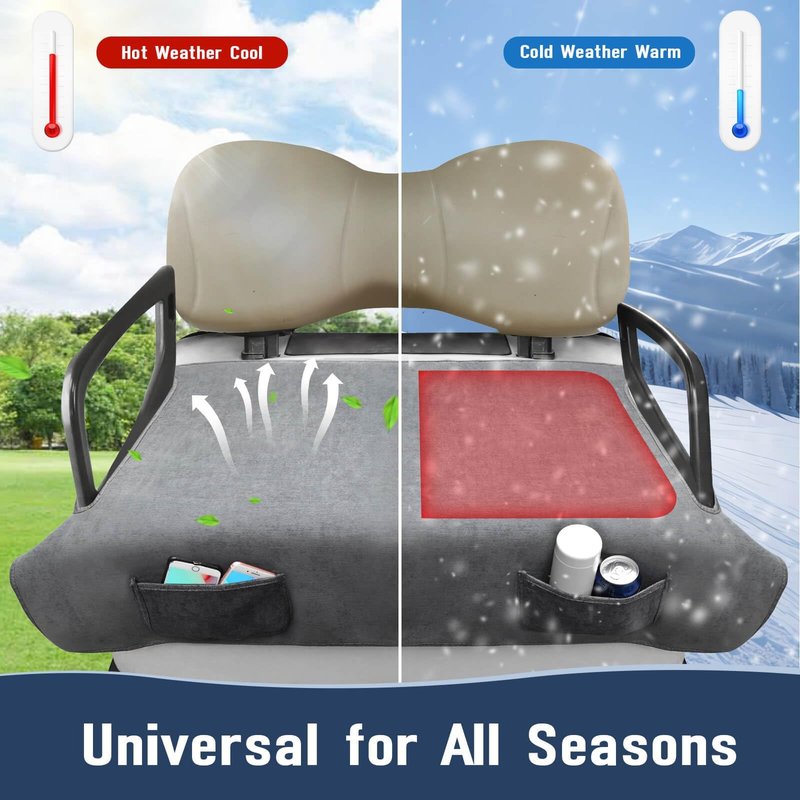 LEAGOMAX Golf Cart Seat Cover Yamaha, Breathable Heavy Duty Universal Golf Cart Seat Blanket Towel for Yamaha G2, G8, G9, G16, G19, G22 G29 Golf Carts with 2 Pockets for Your Golf Items