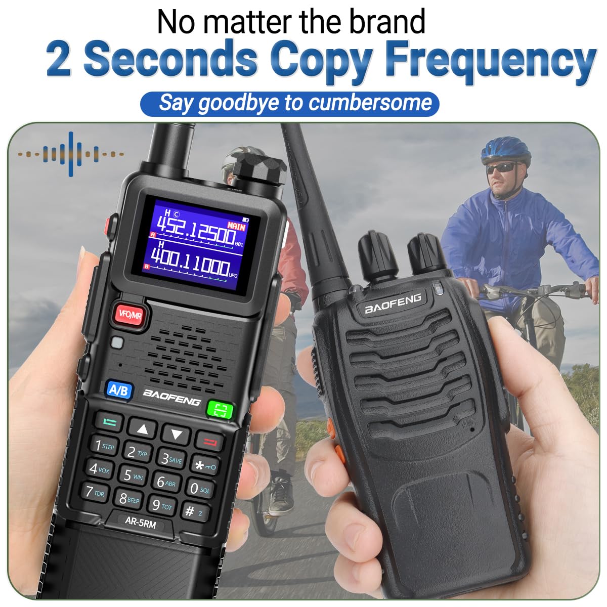 Baofeng Radio Ham Radio Long Range 10W 5RM Handheld Two Way Radio NOAA Weather Radio DTMF Walkie Talkies Copy Frequency 999CH USB-C Charger 3800mAh Battery Survival Gear (2 Pack)