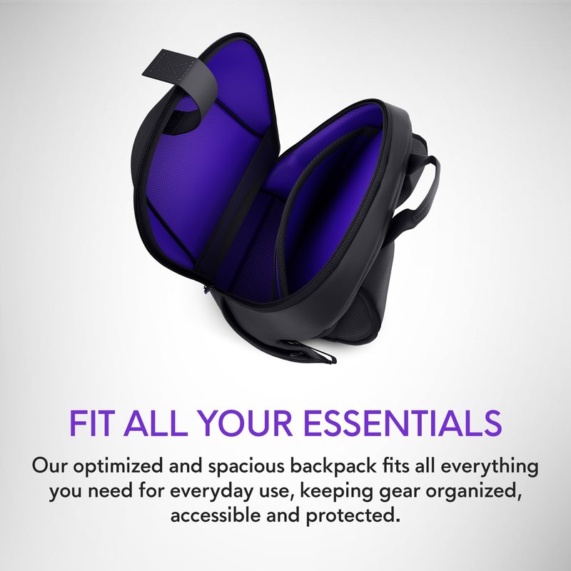 Alienware 16 Backpack - AW5625P - 21L Capacity, 3D Breathable mesh, Magnetic pocket organizers, RFID safe pocket, Weather resistant, 3D Iridescent reflective Alienware logo - Alienware Black