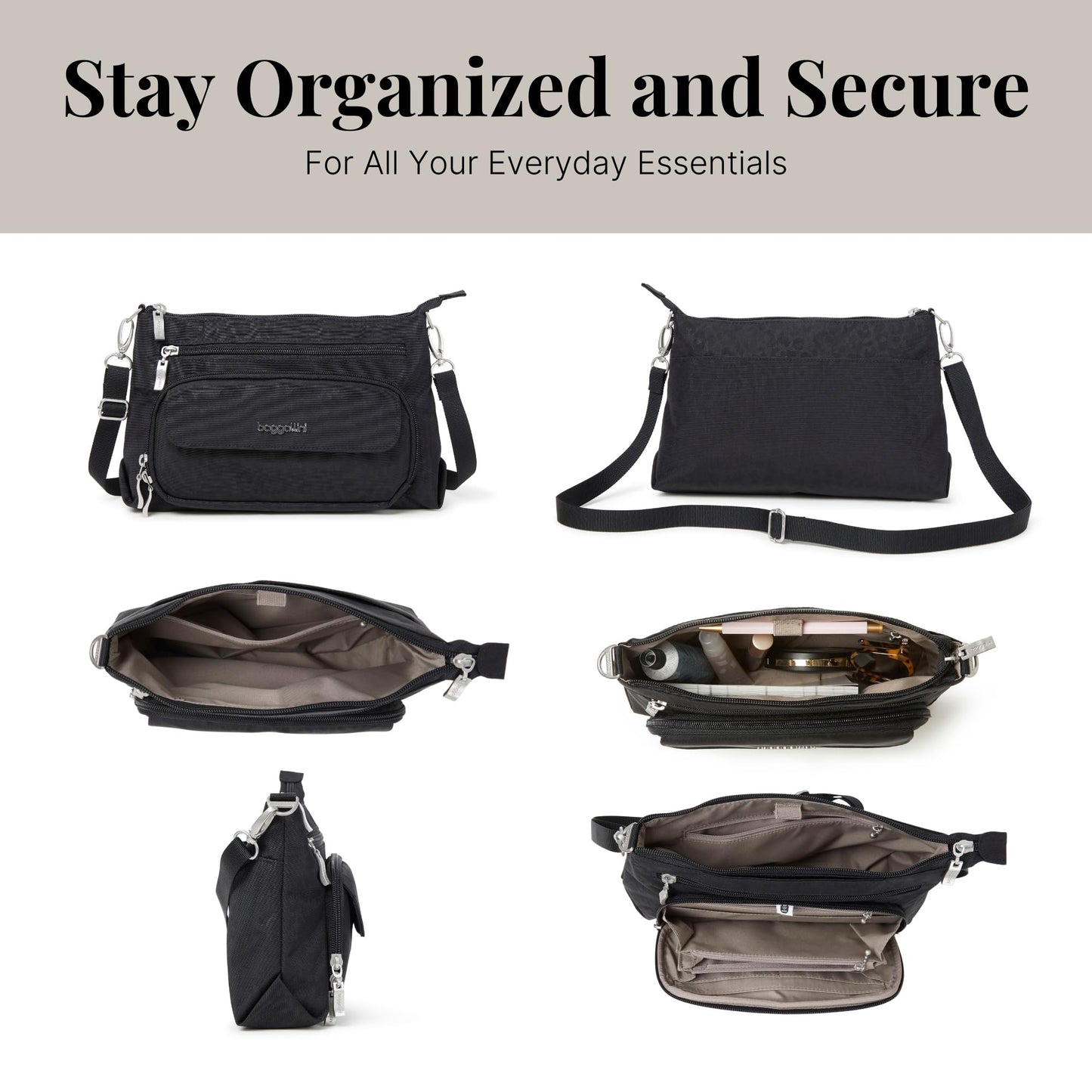Original Everyday 10.5x7.5 Crossbody Bags for Women RFID Protected Lightweight Nylon Zippered Travel Purse