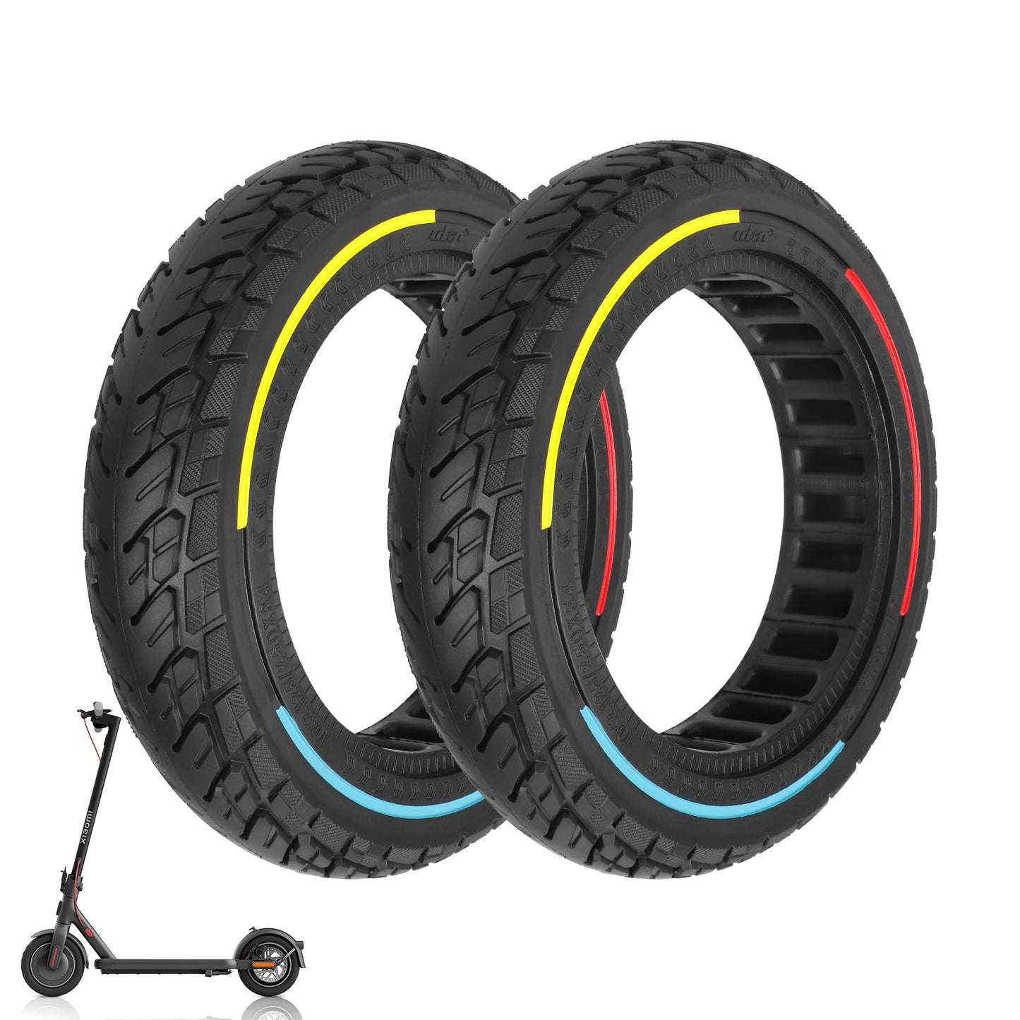 ulip 10x2.125 Solid Scooter Tire Front and Rear Wheels Replacement for Segway Ninebot F20 F25 F30 F40 Xiaomi 4 Scooter for 250x54 off-road solid tire 10 * 2.125-6.6 55/80-6.6 Tire Scooter (2PCS)