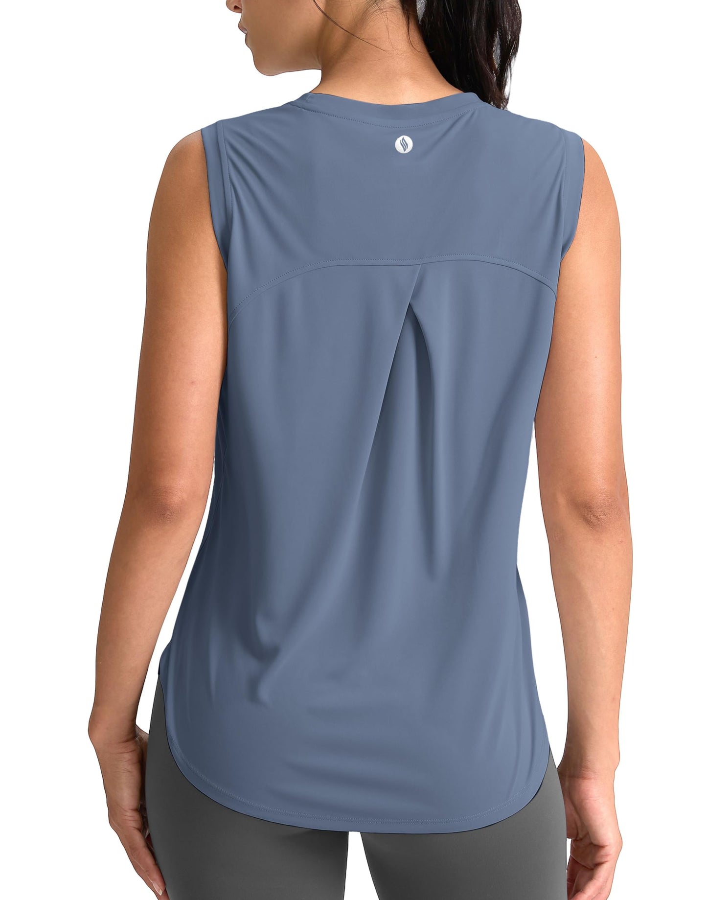 SANTINY Women's Sleeveless Workout Tops Breathable Lightweight Active Tennis Yoga Shirts Athletic Running Tank Tops for Women (Slate Blue_XS)