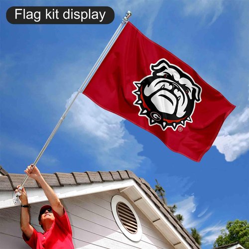 College Flags & Banners Co. Georgia Bulldogs Red Dawgs Flag and Pole Bracket Mount Bundle