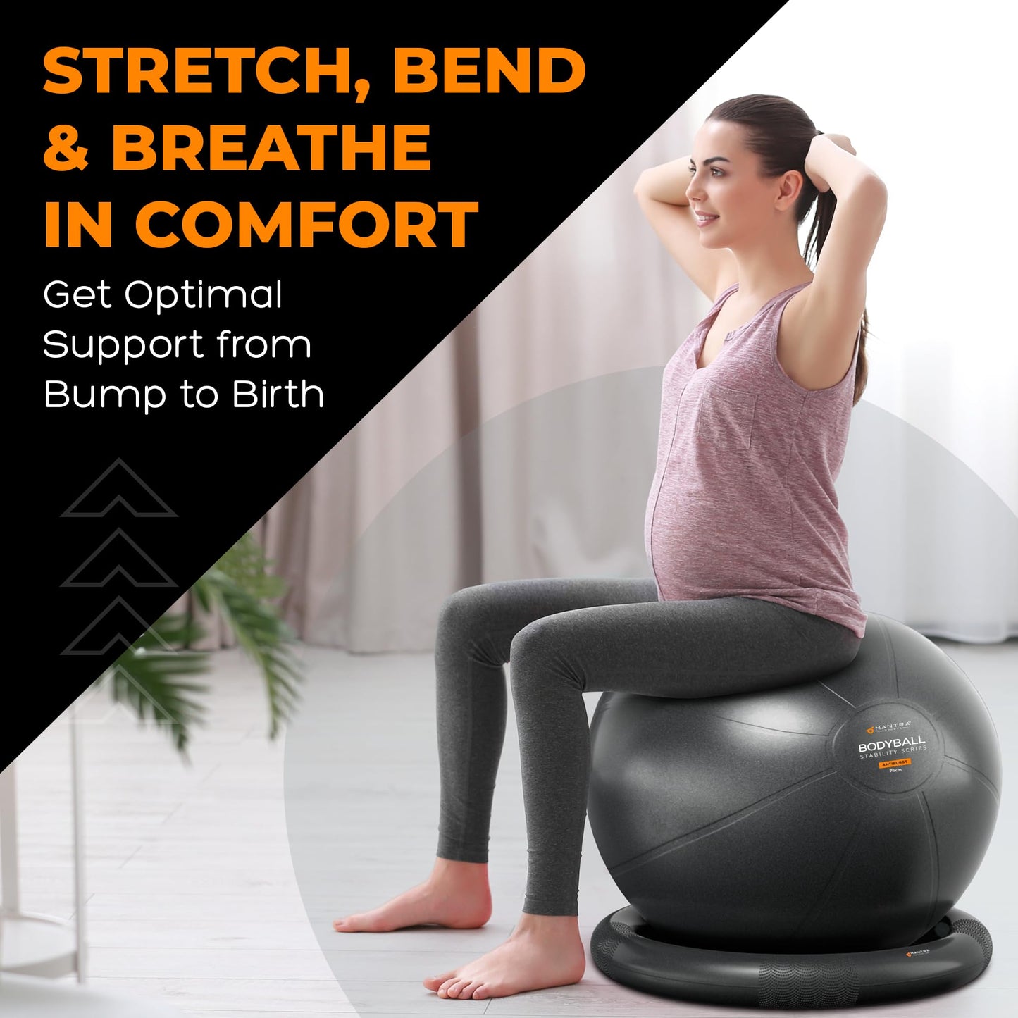 Yoga Ball Chair Exercise Ball Chair for Office with Base, Yoga Ball for Pregnancy Ball Stability Ball & Birth Ball for Labor, Swiss Ball Gym Ball for Exercising, Workout Ball Fitness Ball for Desk