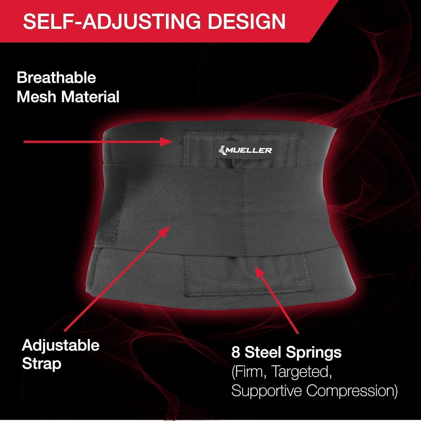 MUELLER Adjustable Back Brace for Pain Relief | Support for Upper & Lower Back, Sciatica, Scoliosis - Black