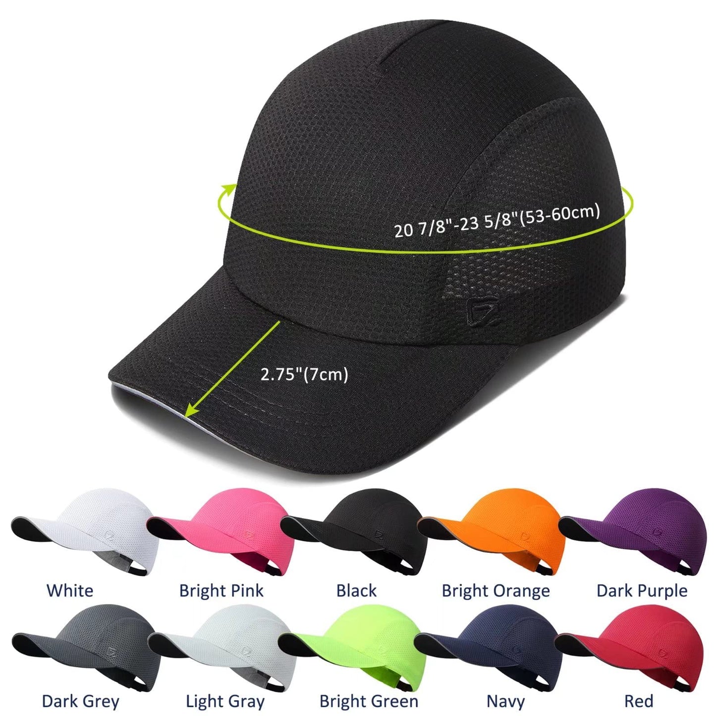 GADIEMKENSD Women's Race Day Running Hat Performance 100% Polyester Baseball Cap - Excellent Ventilation, Lightweight, Reflective Safety Ponytail Hats for Exercise Golf Hiking Beach Workout Gym Black