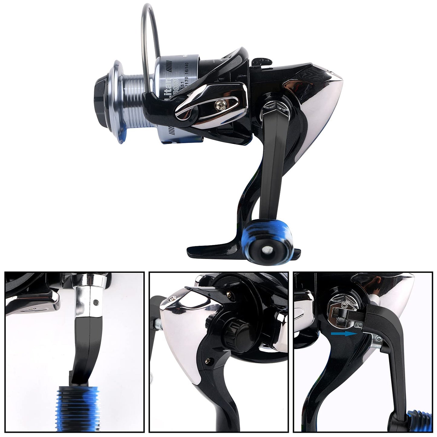 Fishing Reel Replacement Handle with Anti-Slip Knob Covers