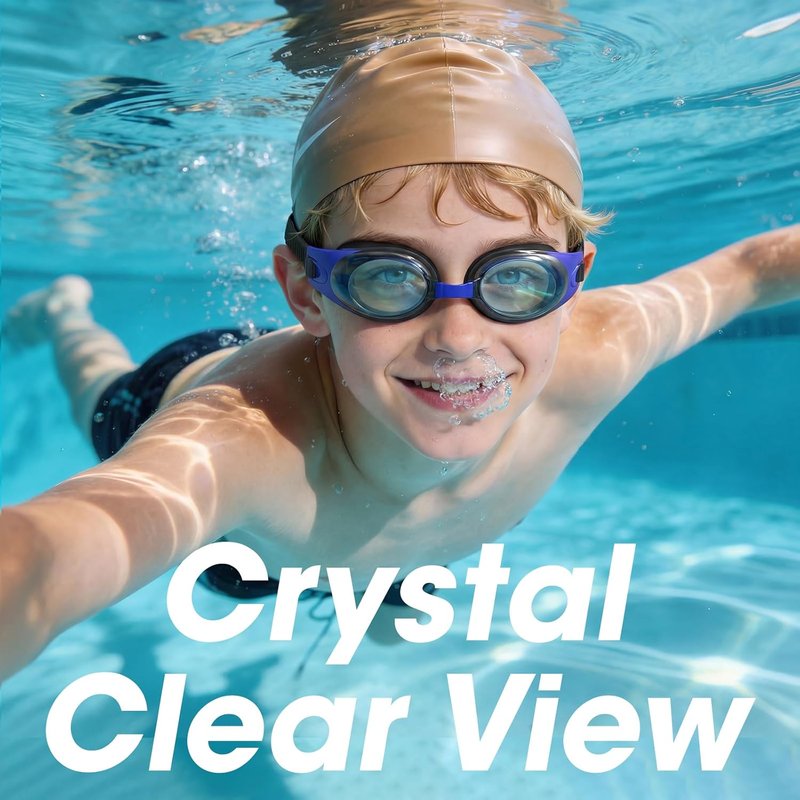 Kids Swim Goggles - 2-Pack Adjustable Swimming Goggles for Ages 5-15 | Comfortable Fit for Boys & Girls