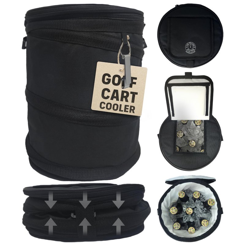 InTheZone Golf Cart Cooler – Soft-Sided, Collapsible, Insulated Cooler Bag | Attaches to Cart Basket or Fender | Durable, Leakproof, Portable – Great Gift for Golfers.