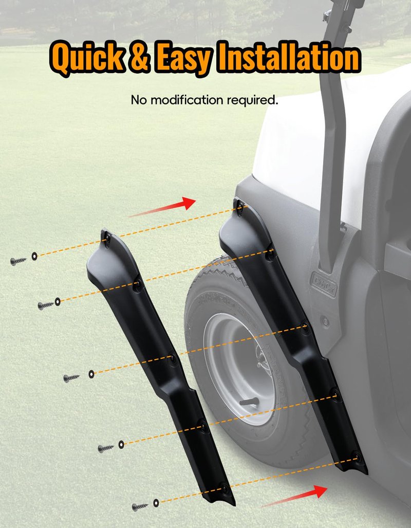 LUXEMOTO Golf Cart Front & Rear Fender Flares for Club Car Tempo 2017-2025, 10PCS Combined Mud Guards Mud Flaps Only for Club Car Tempo Standard and Unmodified Golf Carts Body 2017-2025 Accessories