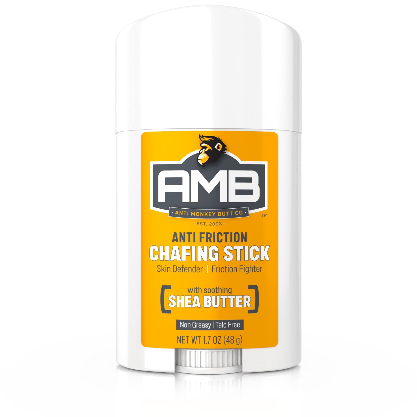 Anti Monkey Butt Anti Chafing Stick - Body Glide Stick for Thigh Chafing, Friction, & Irritation Relief - Mess-Free Anti Chafe Balm with Shea Butter & Almond Oil for Daily Skin Comfort - 1.7 oz