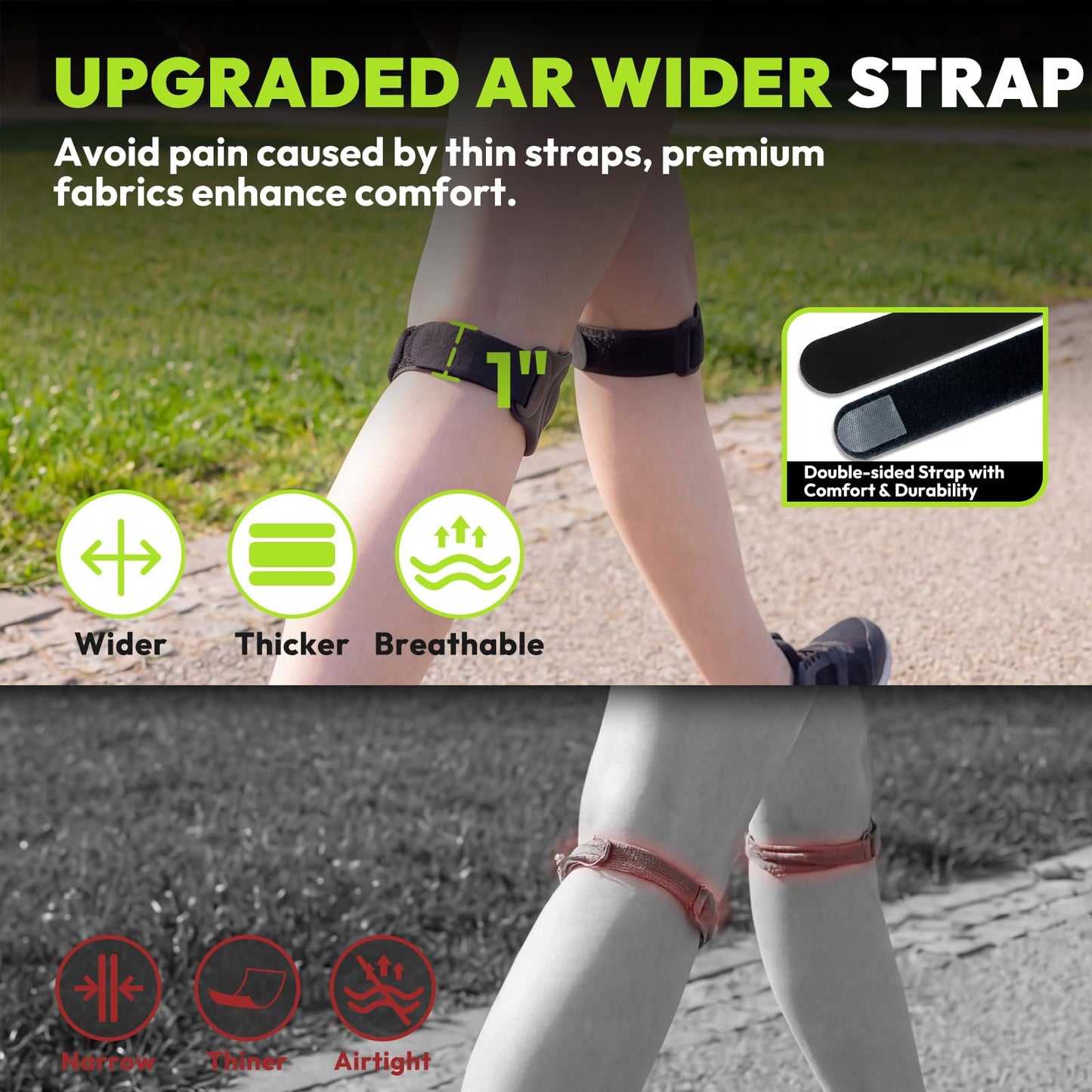 HANDBODE Patellar Tendon Support Strap, Knee Brace for Men & Women, 2 Pack