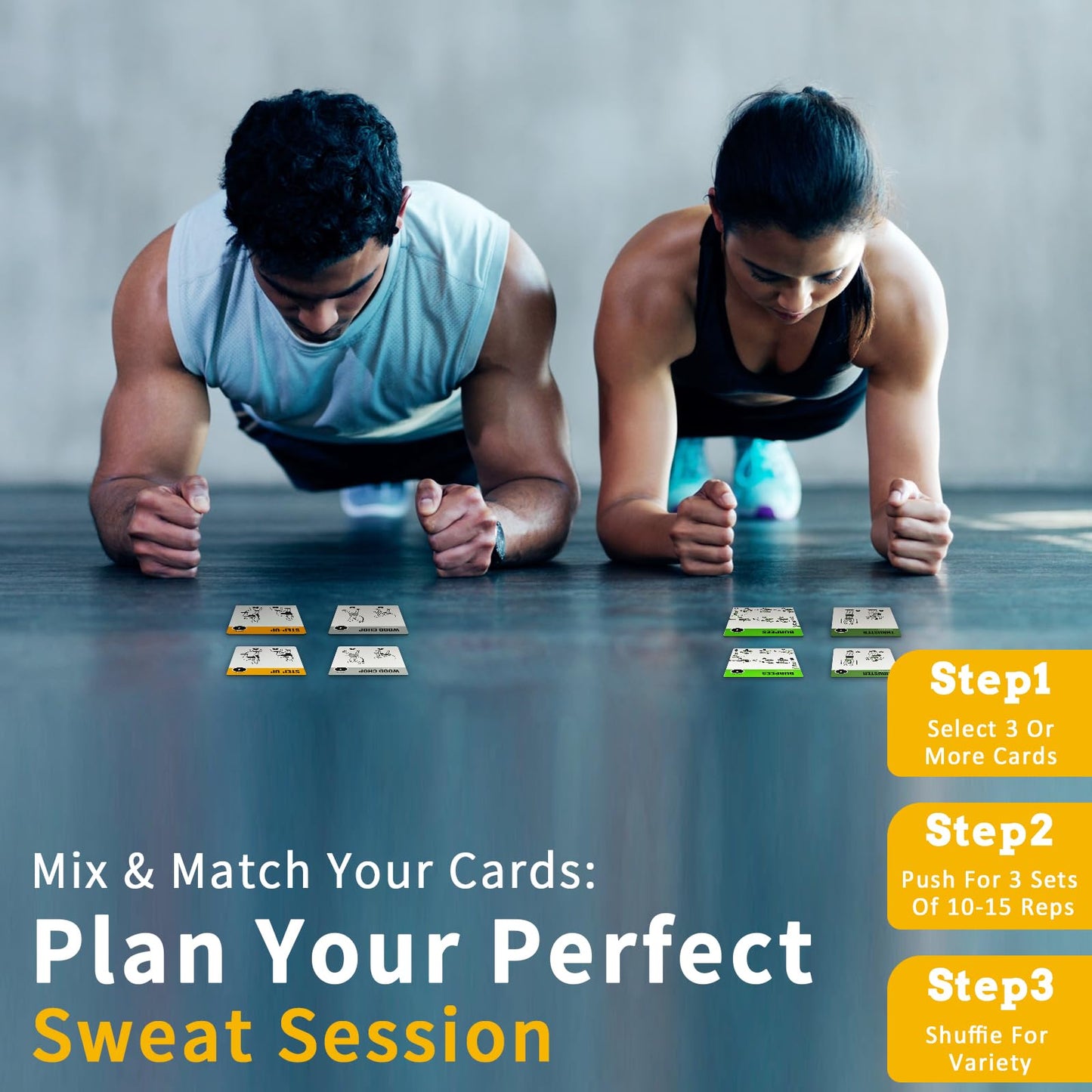 MOVASEE Resistance Belt Workout Cards, 62 Exercises Cards Deck Large Size 5" x 3.5" Fitness Cards for Women & Men, Beginner Fitness Guide to Training Exercises at Home or Gym