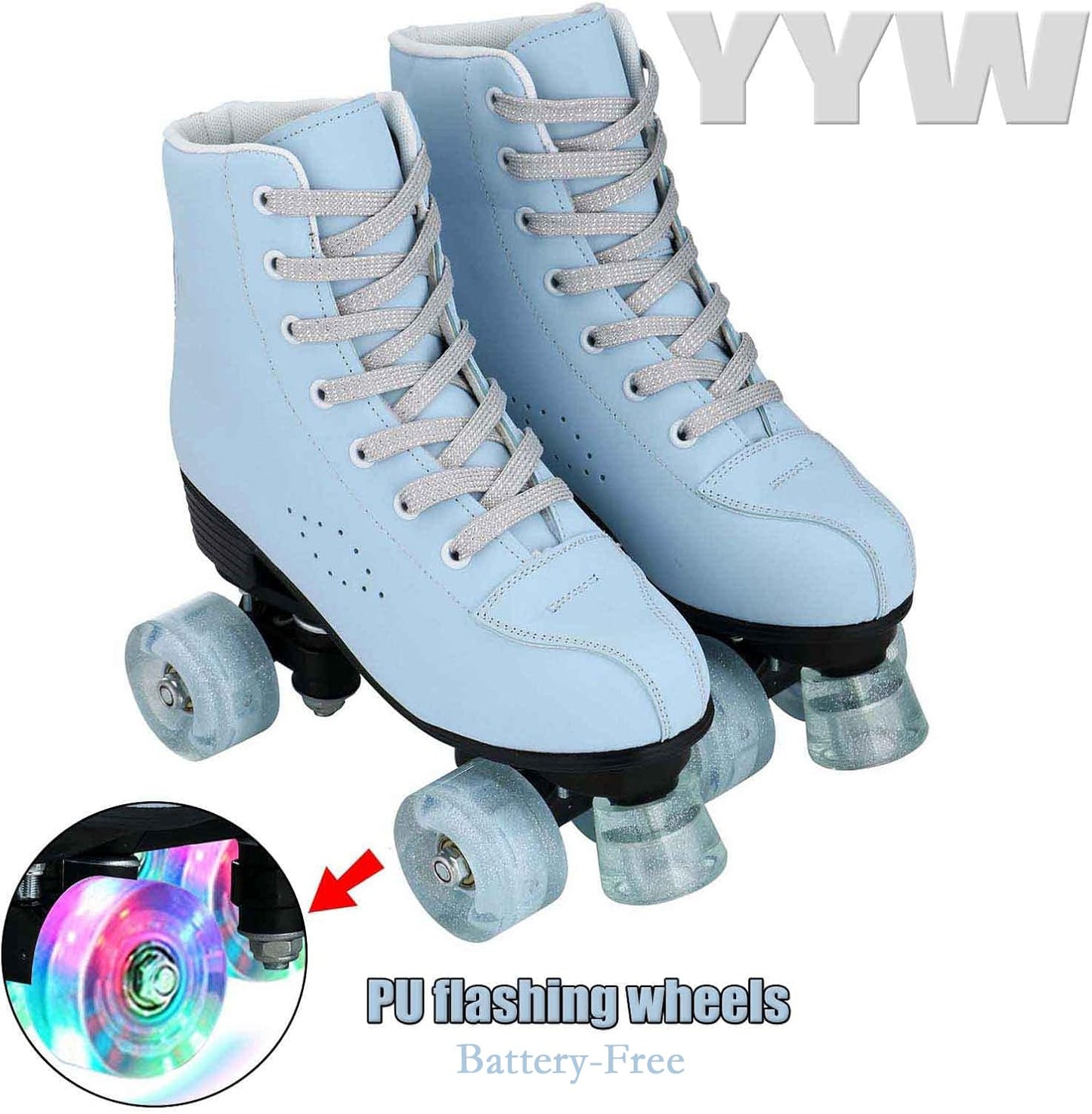 YYW Roller Skates for Women and Men Artificial Cowhide with Thick Cotton Protection Upper Outdoor Roller Skates for Girls Boys (37=US Women:7=US Men:5.5 =Heel to Toe:24 cm)