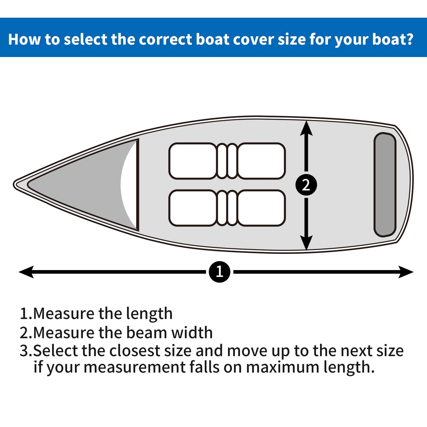 iCOVER Trailerable Boat Cover- 14'-16' 800D Water Proof Heavy Duty, Fits V-Hull, Fish&Ski, Pro-Style, Fishing, Utiltiy, Runabout, Bass Boats, up to 14ft-16ft Long and 68" Wide