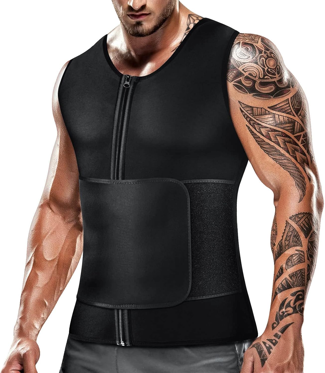 Men's Waist Trainer Sauna Suit Shirt - Compression Vest for Gym Workouts & Sweat Boosting | Fitness Top