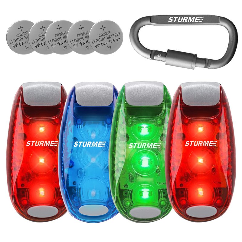 STURME LED Safety Light Strobe Lights for Daytime Running Walking Bicycle Bike Kids Child Woman Dog Pet Runner Best Flashing Warning Clip on Small Reflective Set Flash Walk Night (Green Blue Redx2)