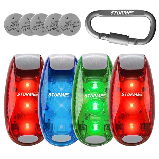 STURME LED Safety Light Strobe Lights for Daytime Running Walking Bicycle Bike Kids Child Woman Dog Pet Runner Best Flashing Warning Clip on Small Reflective Set Flash Walk Night (Green Blue Redx2)