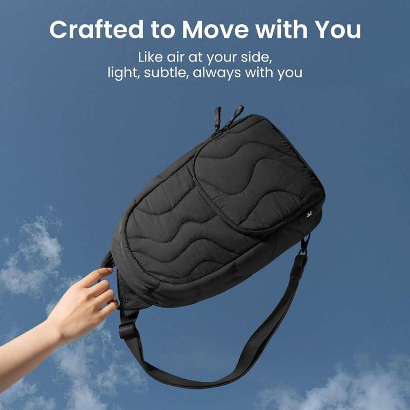 tomtoc 10L Puffy Sling Backpack for Women Girls, Trendy Puffer Quilted Padded Crossbody Bag for 13-inch Macbook Neo A3404 A18, 11-inch iPad Air/Pro, Nintendo Switch 2, Lightweight Travel Chest Daypack