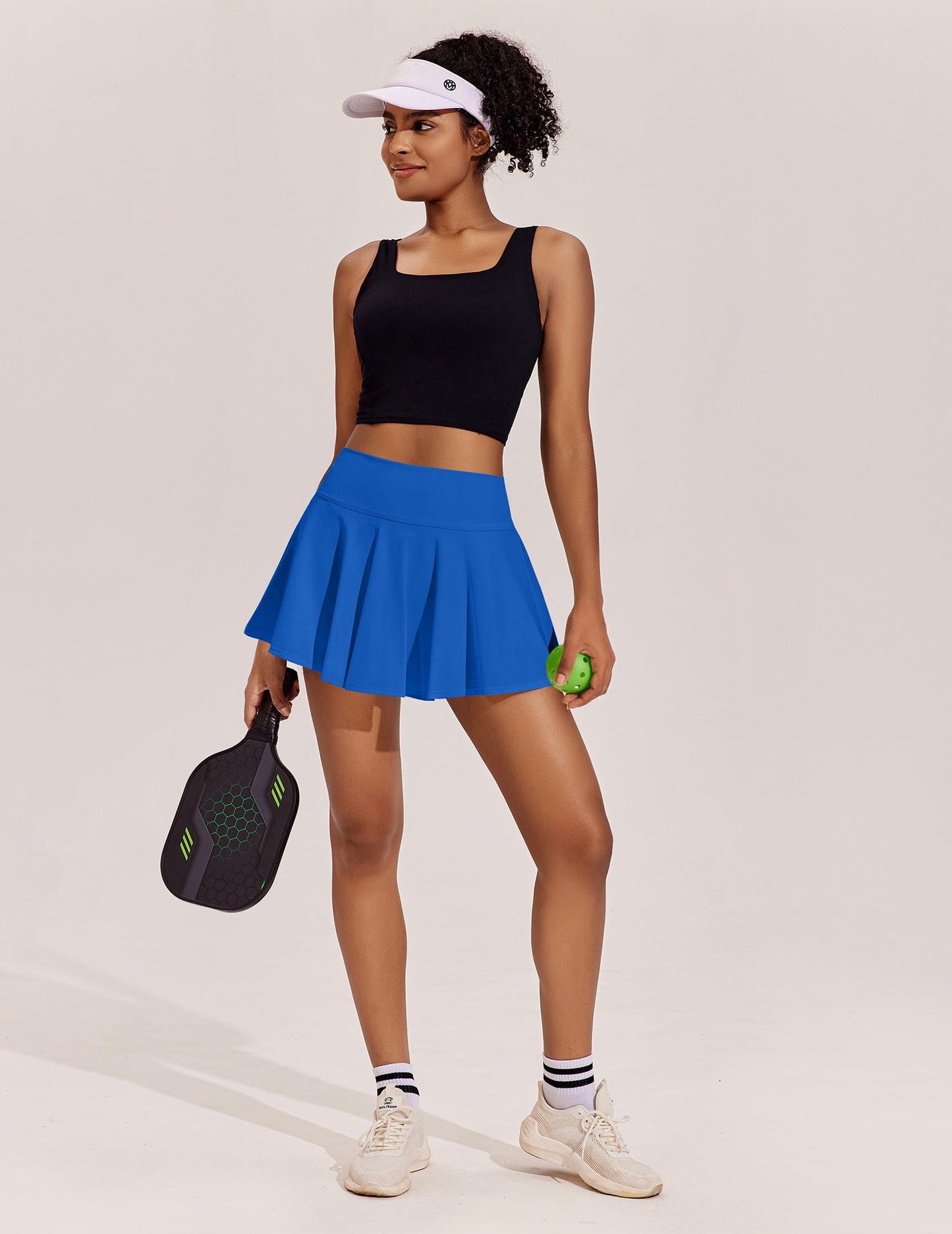PINSPARK Golf Skorts for Women with Pockets Pleated Tennis Skirt Tummy Control Lightweight Pickleball Outfits, Royal Blue XXL