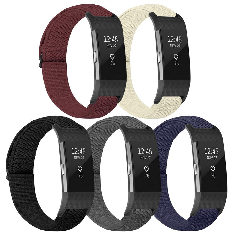 TumpCez Elastic Bands Compatible with Fitbit Charge 2 Band, Adjustable Stretchy Soft Nylon Solo Loop Replacement Strap for Fitbit Charge 2 Women Men