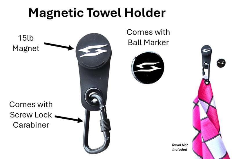 Scale Wear Design CaddyMag Magnetic Golf Towel with Carabiner & Ball Marker – Get A Towel with Powerful 15lb Magnetic Attachment for Golf Carts and Golf Clubs Putter