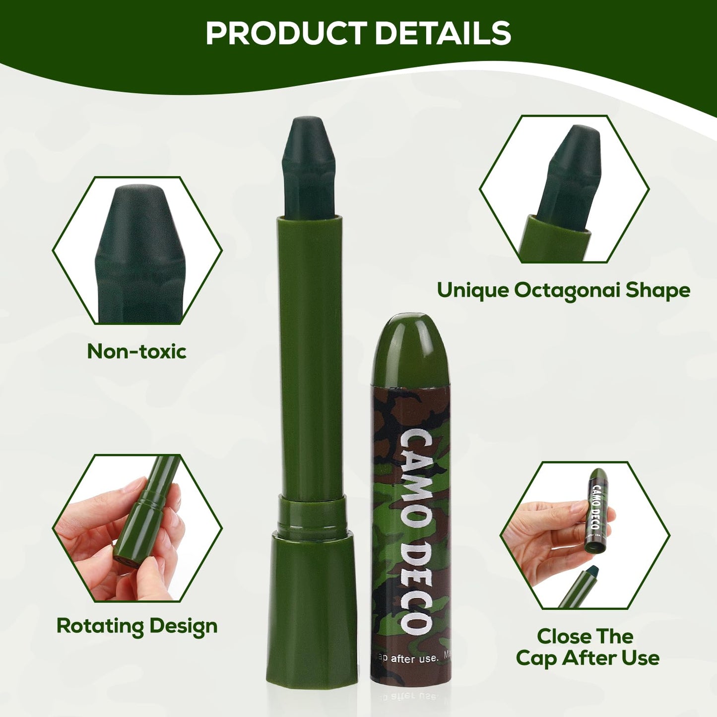 MeiduGaga Camo Face Paint Green Black Brown Hunting Face Paint for Outdoor Sports SFX Party