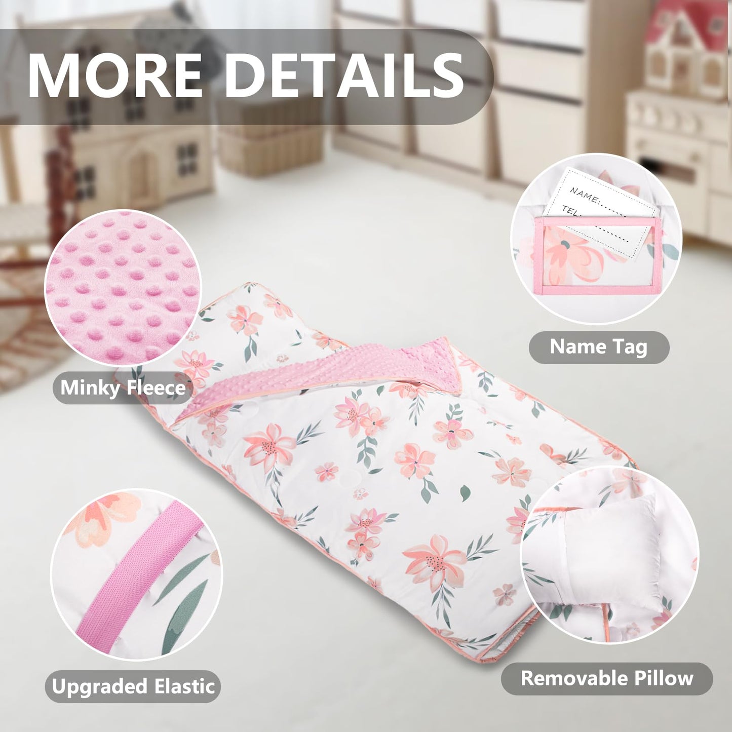 Primlect Toddler Nap Mat with Pillow, Thickened Extra Large Sleeping Bag