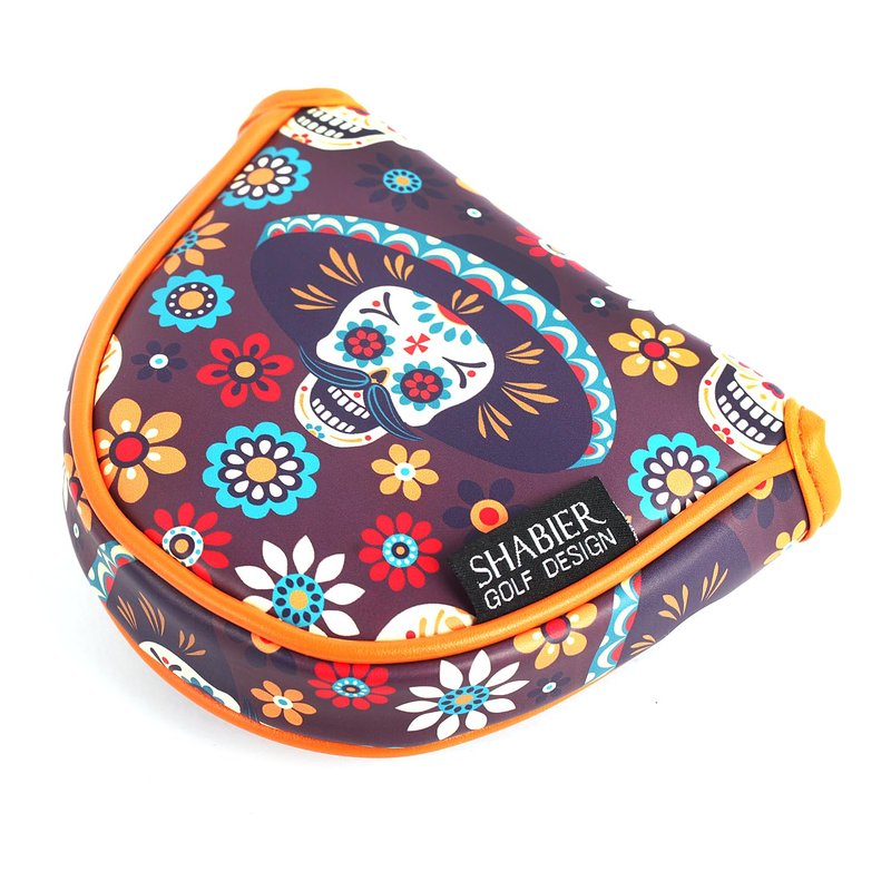 SHABIER Golf Large Mallet Headcover with Sugar Skull Design for Golf Putter Head Cover
