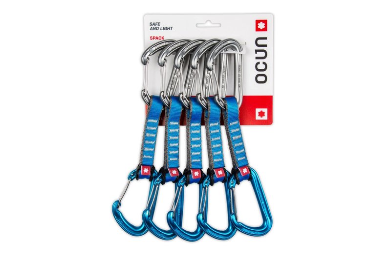Ocun Hawk Quickdraw Wire PA 16 Straight Carabiner 5-Pack for Rock and Alpine Climbing, Blue