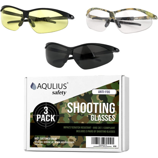 Aqulius 3pk Shooting Glasses - Safety Glasses - Eye Protection for Shooting Range, Tactical Goggles Hunting, Shooting Glasses Men (Variety)