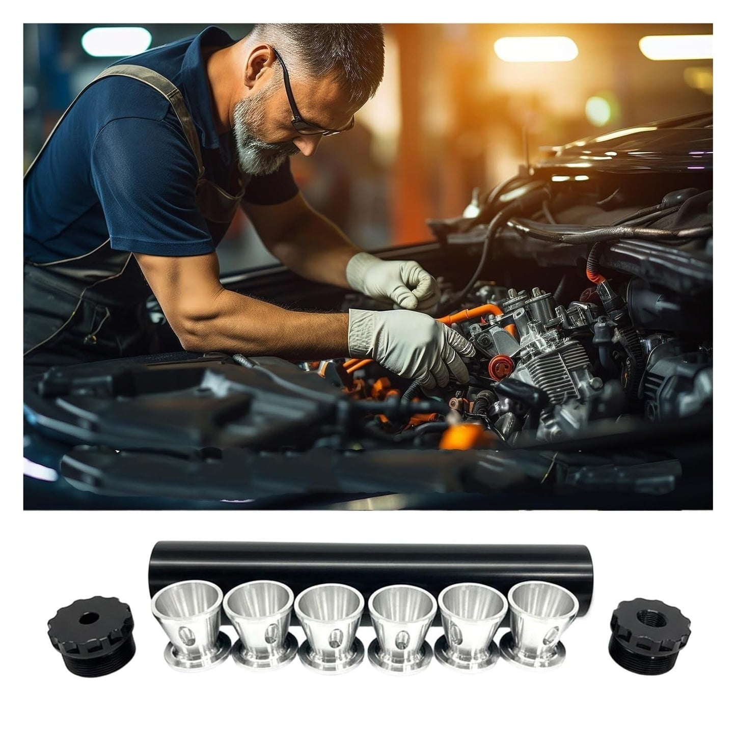 Black Aluminum Solvent Filter Trap Kit High-Efficiency 1/2x28 Fuel Filter with Baffles Suppressor Cleaner Oil Filter