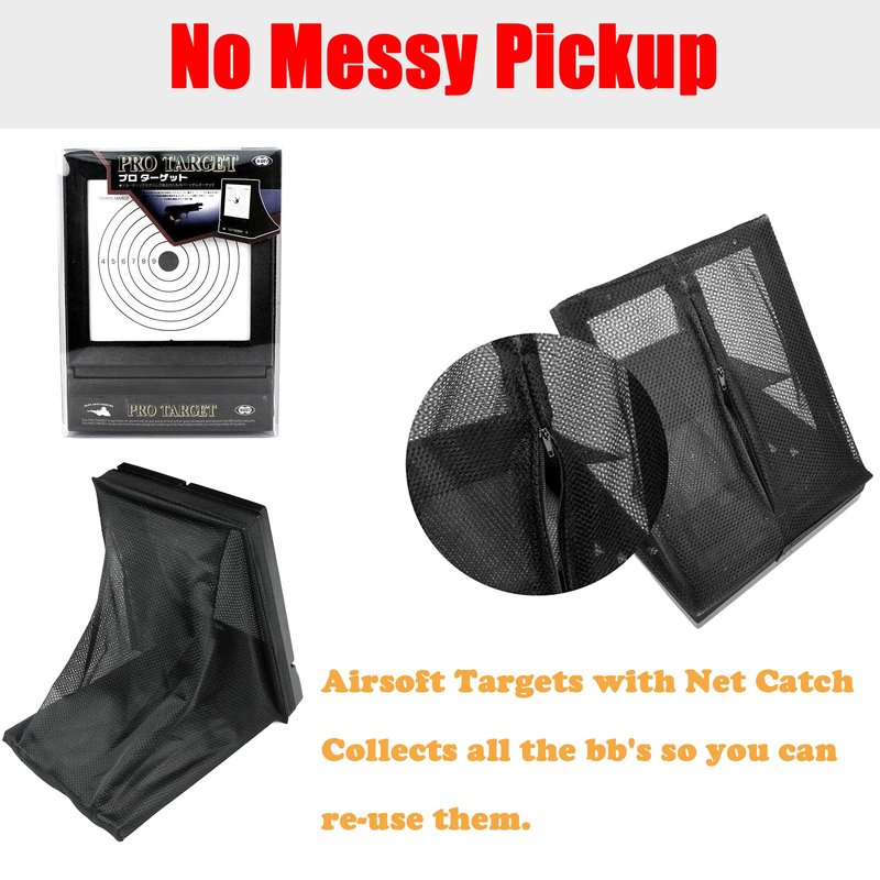EZYoutdoor Airsoft Target Trap with Mesh Catcher – Portable BB Gun Shooting Net for Indoor/Backyard Range – Reusable Ammo Collection Box with 10 Replaceable Paper Targets