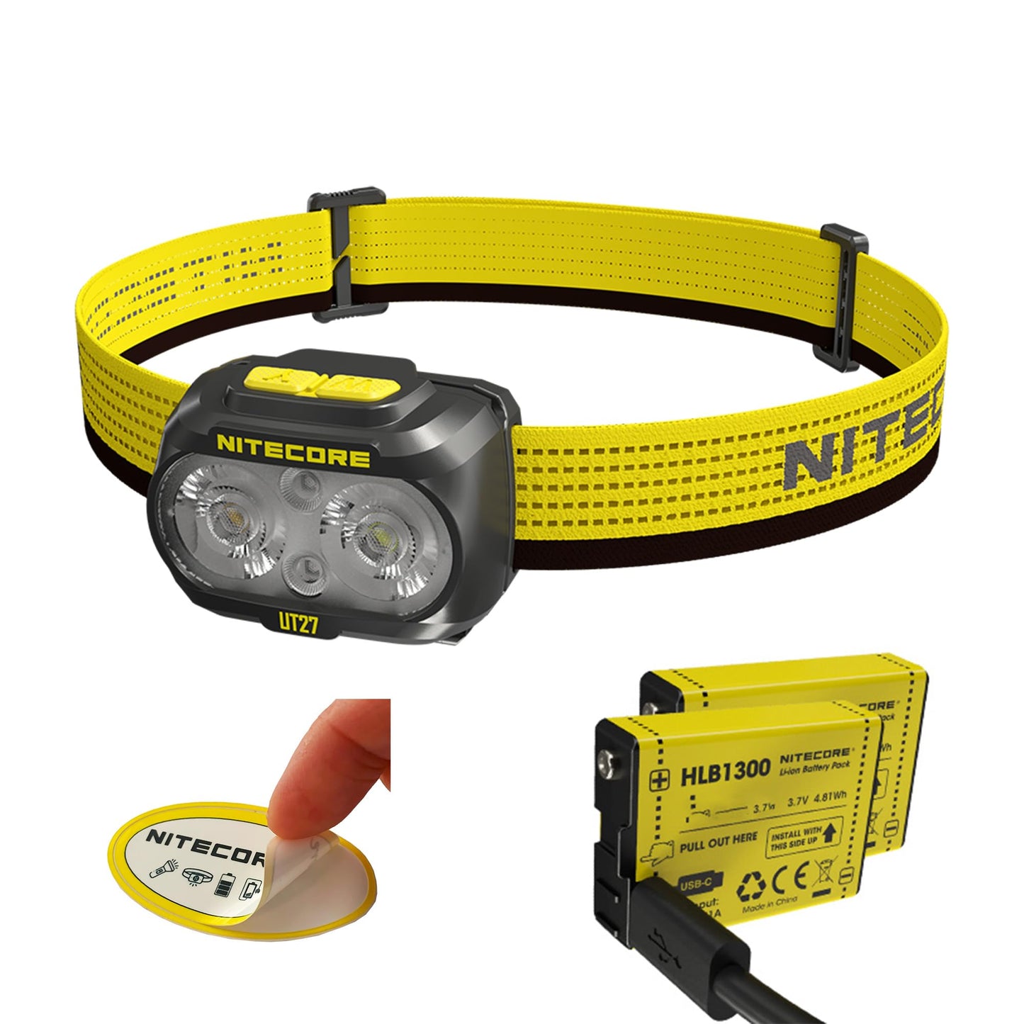 Nitecore UT27 Pro 800 Lumen Running Headlamp, Black, USB-C Rechargeable, Lightweight Perfect for Ultra-Trail, Hiking with White Light, Warm Light, and Red Light Sticker