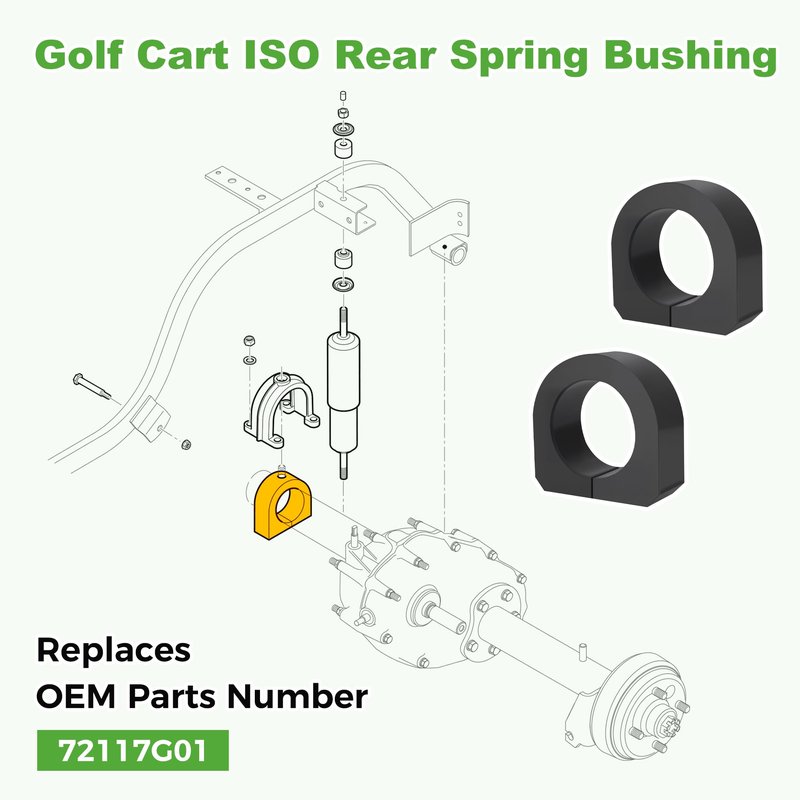 10L0L Golf Cart Rear Axle ISOMOUNT Bushings for EZGO TXT/Medalist 1994-2008 - Direct OEM Replacement #72117G01 - Fits Gas Golf Cart Models (TXT, Medalist, Shuttle, Workhorse)