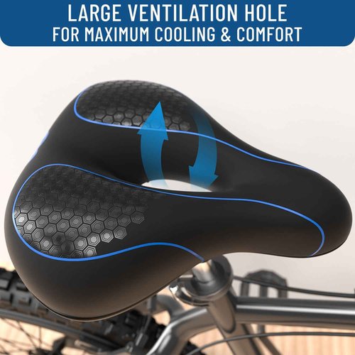 Everlasting Comfort Bike Seat Cushion (10"x8") - Universal Fit for Mountain, Stationary, Cruiser Bikes - Easy Assembly - Comfortable Memory Foam Bike Saddle - Bike Seats for Men - Bike Seats for Women
