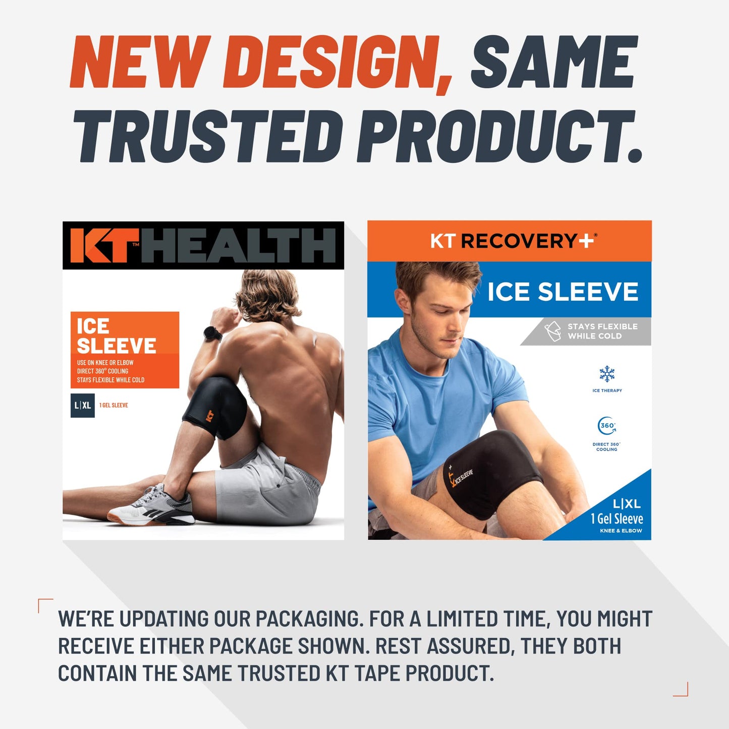 KT Recovery+ Ice Sleeve, Cold Therapy and Flexible Compression Sleeve for Sore Muscles and Joints, Large/Extra Large