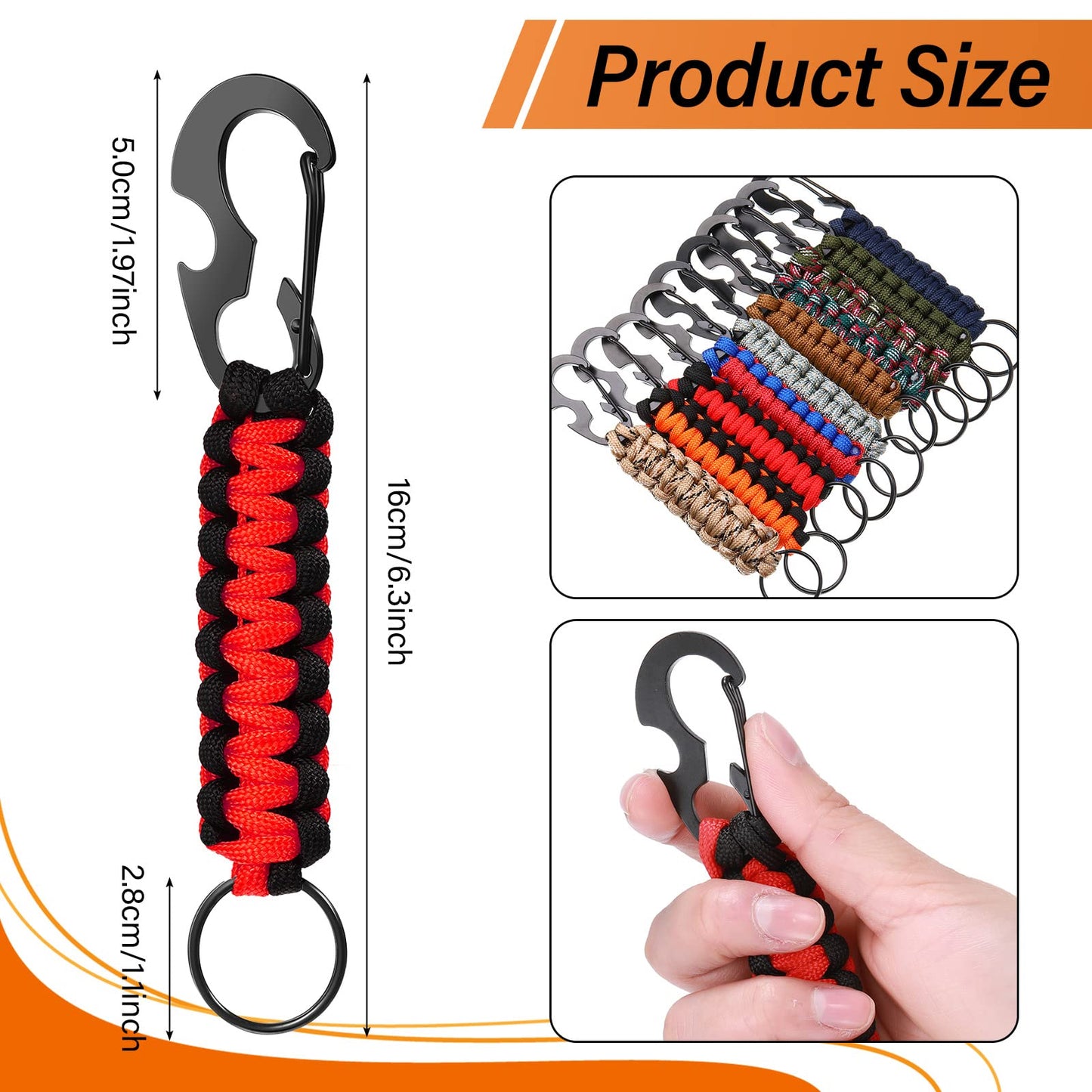 MTLEE 10 Pcs Paracord Keychain Lanyard Military Braided Keychain Tactical Rope Bottle Opener Heavy Duty Hook for Outdoor Survival Camping Hiking
