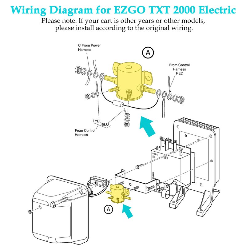 10L0L #70 Series Continuous Duty Solenoid Relay for 36 Volt EZGO Electric Golf Cart, Includes Resistor & Diode, OEM# 27855G01 11761G1 27855G02