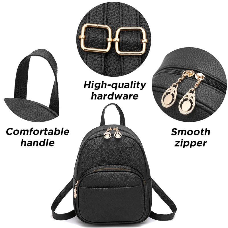 Barsine Mini Backpack for Women Girls Leather Backpacks Casual Small Daypack Shoulder Bag with Pockets