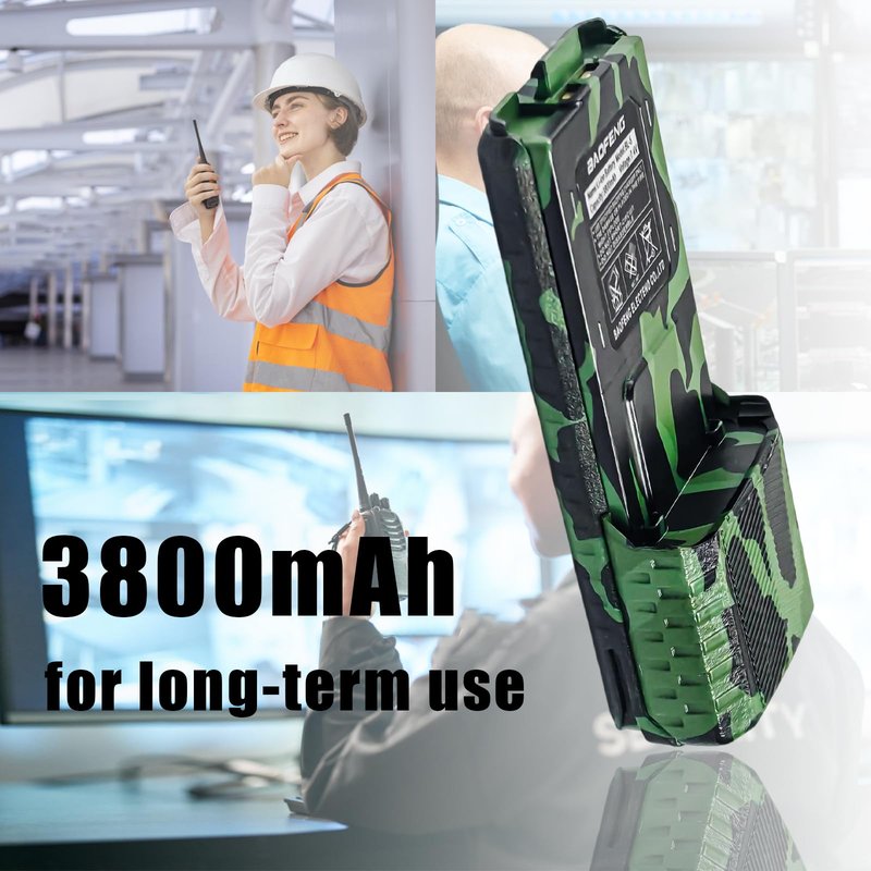 BAOFENG 2 Pack BF-F8HP Battery BL-5 Extended 3800mAh Large Capacity Camo Li-ion Batter for GMRS Radio UV-5R Series
