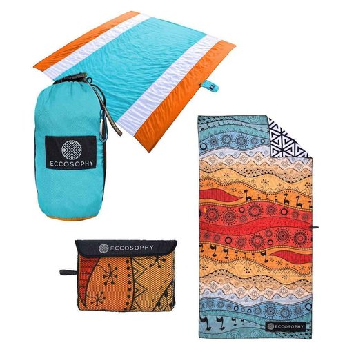 ECCOSOPHY Sandproof Beach Blanket and Quick Dry Microfiber Beach Towel Collection.