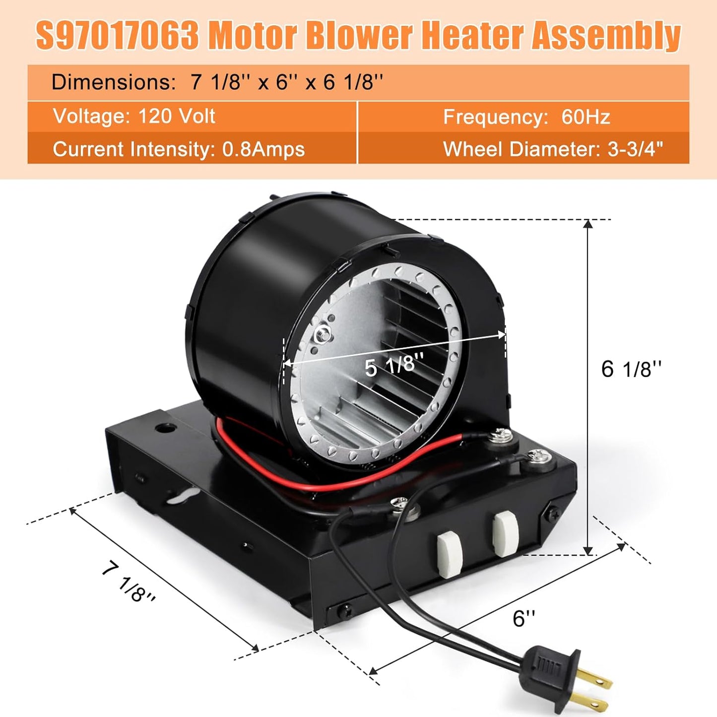 Heater Motor Assembly Replacement for Broan NuTone 655, 656, 658 | Blower Fan for Bathroom Exhaust
