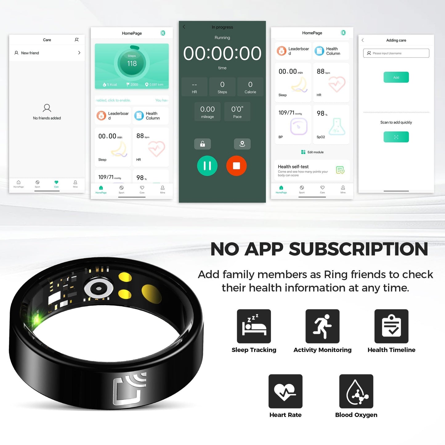 Hugrow Smart Ring for Men Women - Sleep Tracker Ring Monitor for Heart Rate/Calories Bluetooth Ring Contact Sensor for iOS Android #10