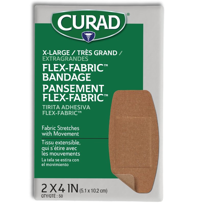 Curad Flex-Fabric Adhesive Bandages with Stretch to Conform to Wounds, 2 x 4 Inches, (50 Count)