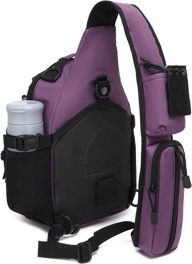 Tactical Sling Backpack - Small Crossbody Bag with Water Bottle & Radio Holder for Men | Versatile Shoulder Pouch