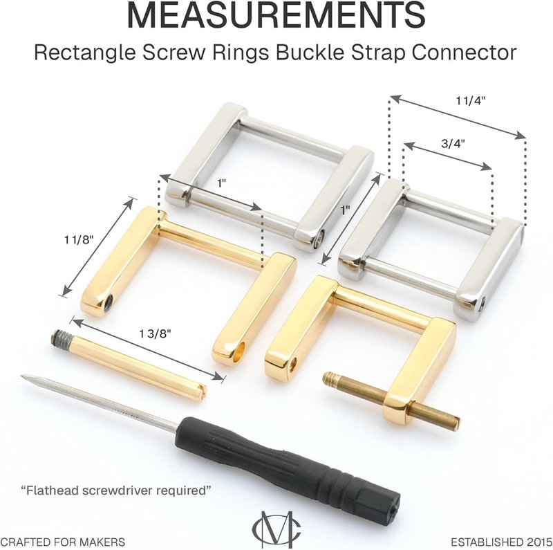 Rectangle Screw Rings - Durable Buckle Strap Connectors for Bags | 4-Pack