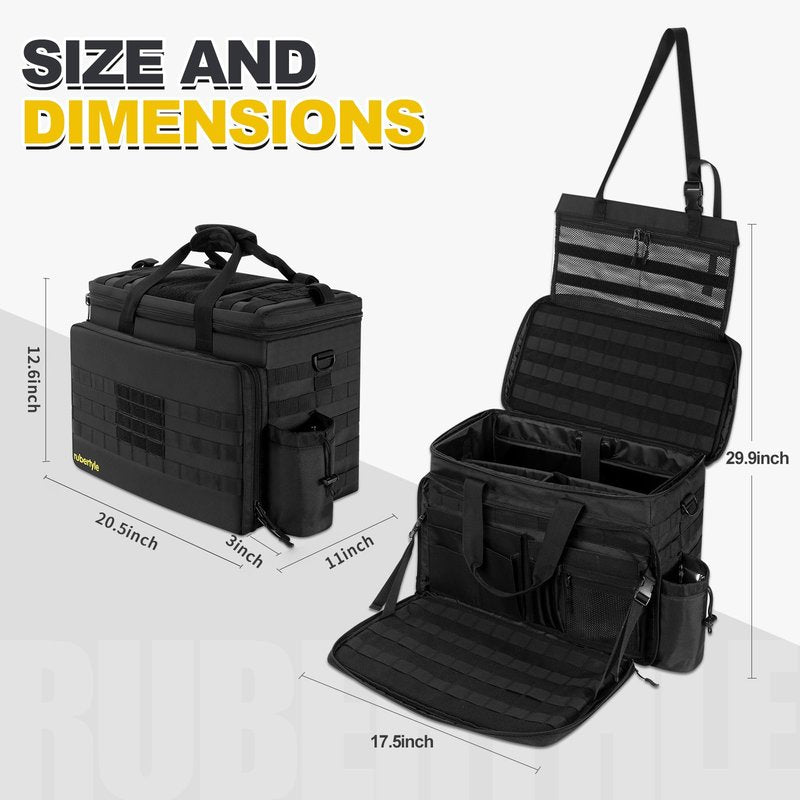 rubertyle Car Front Seat Organizer | Patrol Bag | large police duty Bag | 45L size 17" laptop compatible | Military Duffle for patrol, Gym, Camping, Hunting, Range | DIY space
