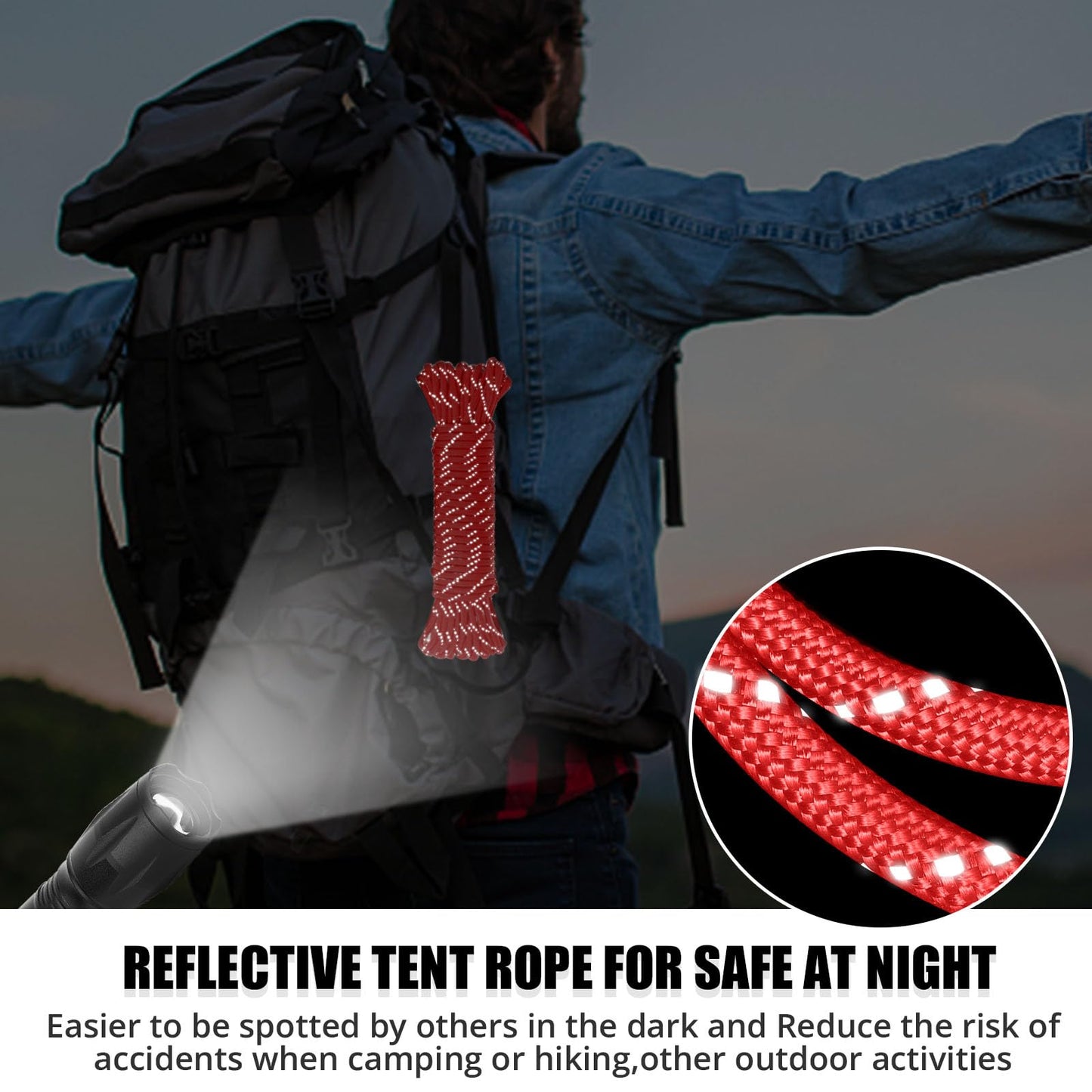 Reflective Paracord Rope 1000Ib - 100ft 4mm 12 Strand para Cords Lanyard Utility Parachute Cord for Tent Camping Hiking Fishing Survival Tactical Clothesline DIY Projects Red